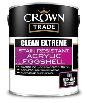 Crown Trade Clean Extreme Stain Resistant Acrylic Eggshell - White
